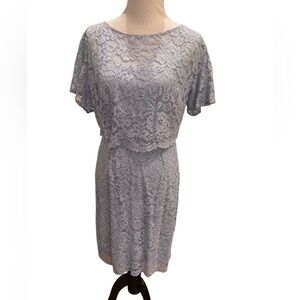 American Living Icy Blue Overlay Lace dress Scalloped Trim Size 10